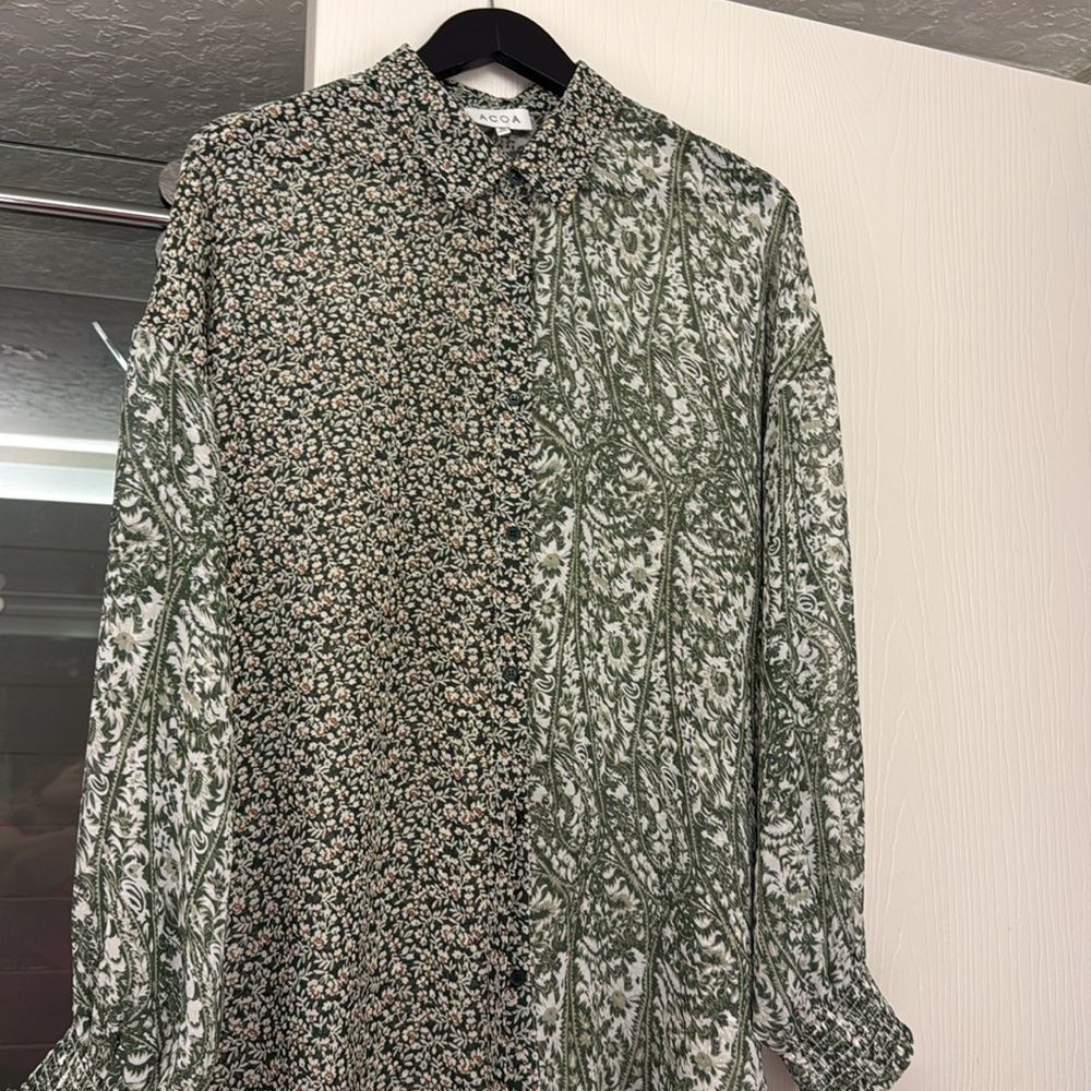 ACOA Green Floral Blouse